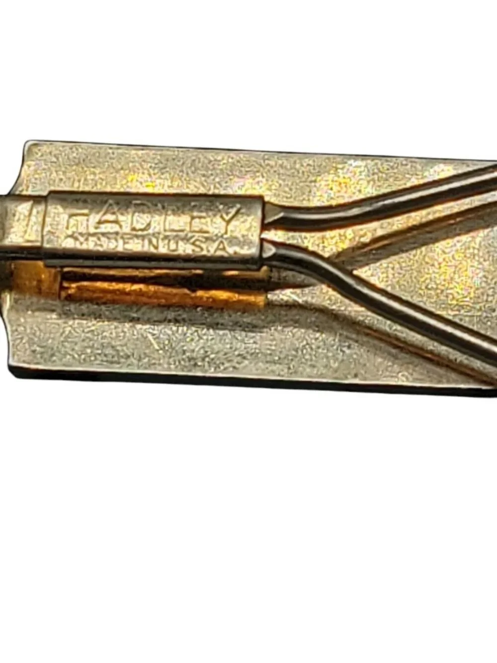 Hadley Large Tie Clips Mens Wide Vintage Accessory Gold Plated Ribbed Design